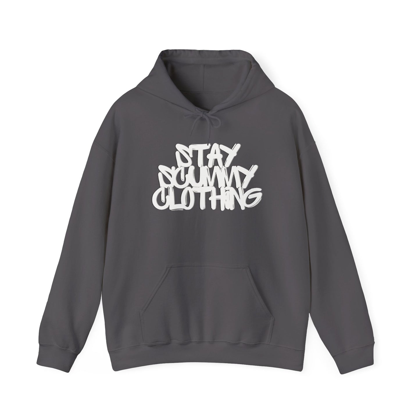 Stay Scummy Clothing white logo hoodie