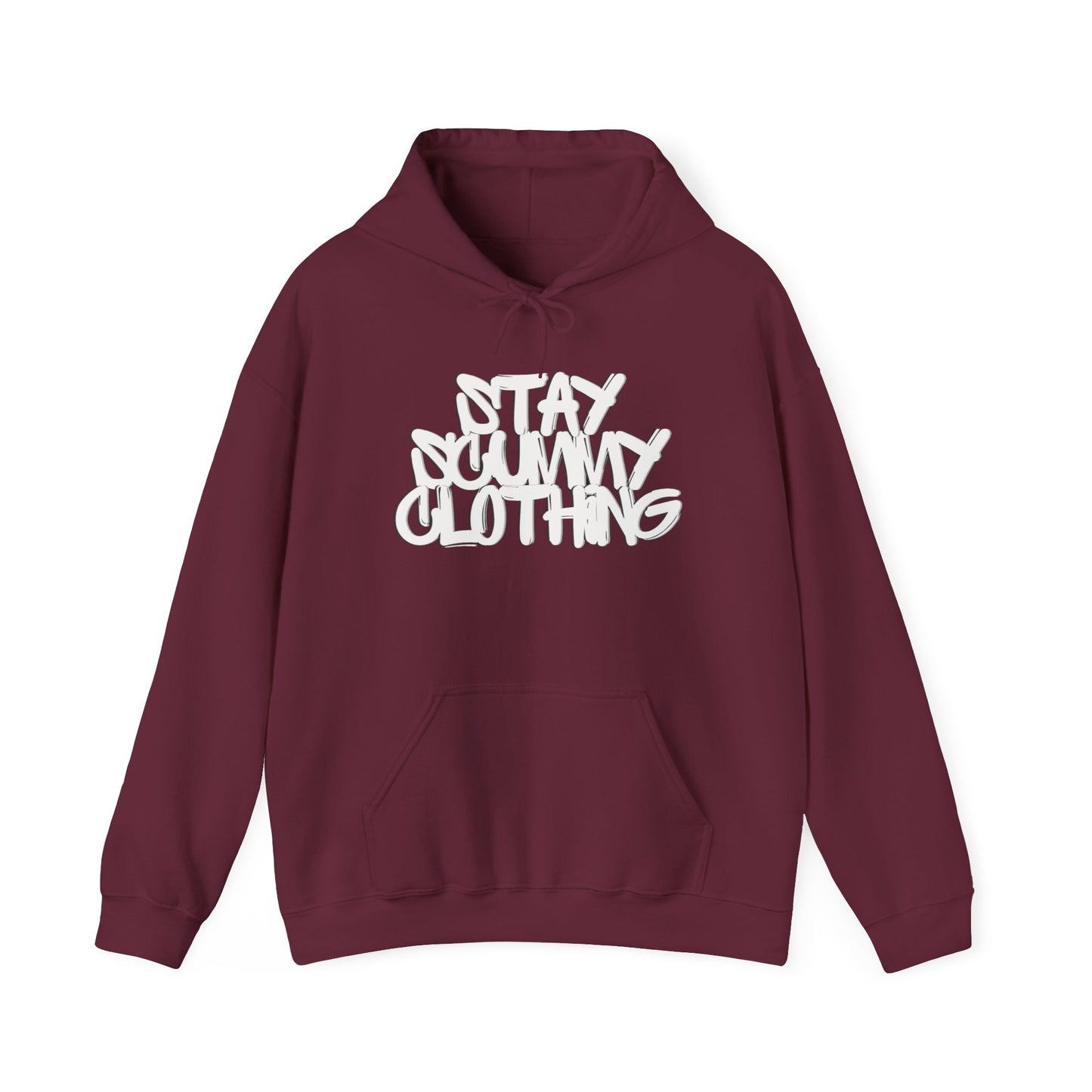 Stay Scummy Clothing white logo hoodie